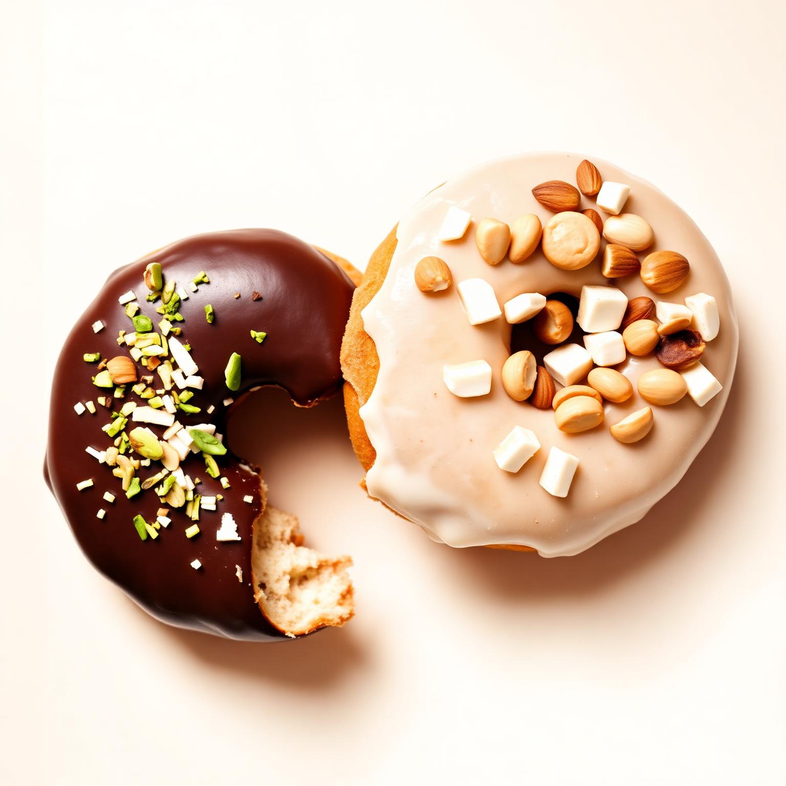 Donas de proteína Nour con glaseado de chocolate y toppings